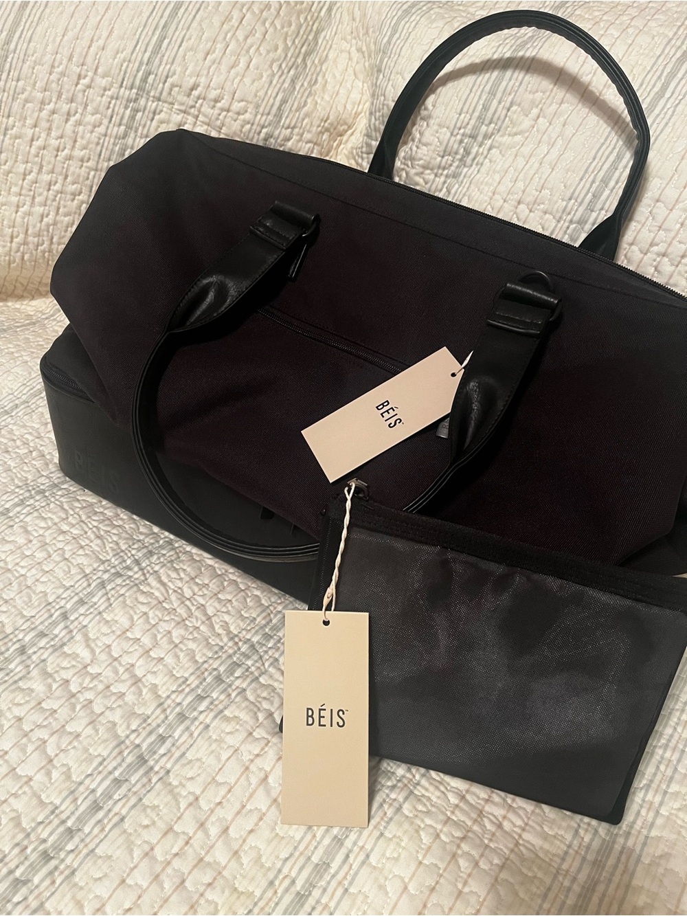 BEIS Black Duffel Bag with Removable Pouch